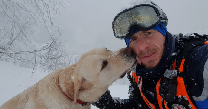 Osmose, a 7-year-old guide dog for the blind, was rescued by the gendarmes after falling from 150 m

