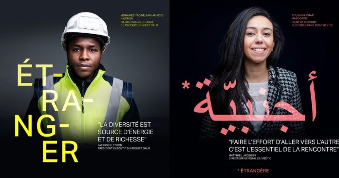 In the photo she celebrates all these foreign workers who make French companies shine

