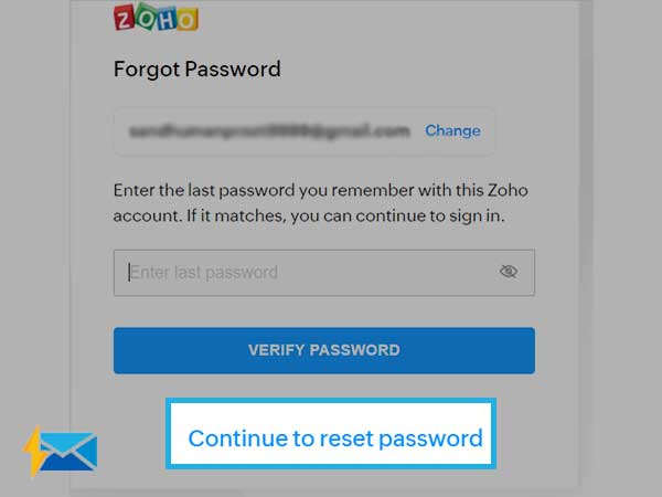 reset Zoho mail password