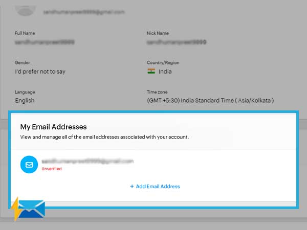 select the Zoho email address