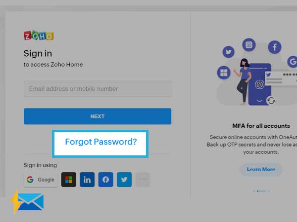 Zoho Mail Forgot Password 