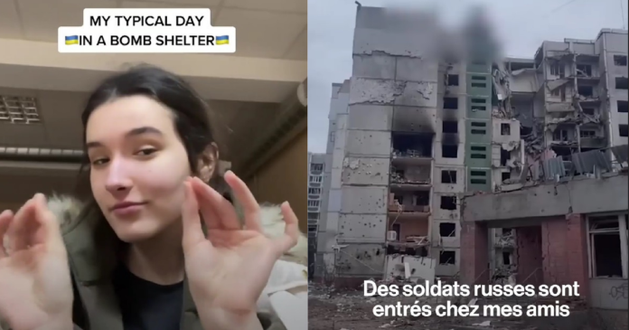 VIDEO.  Refugee in a bomb shelter, this Ukrainian woman documents her daily life on Tiktok


