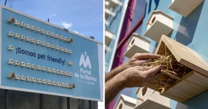 Spain: This shopping center is turning its billboard into bird shelters

